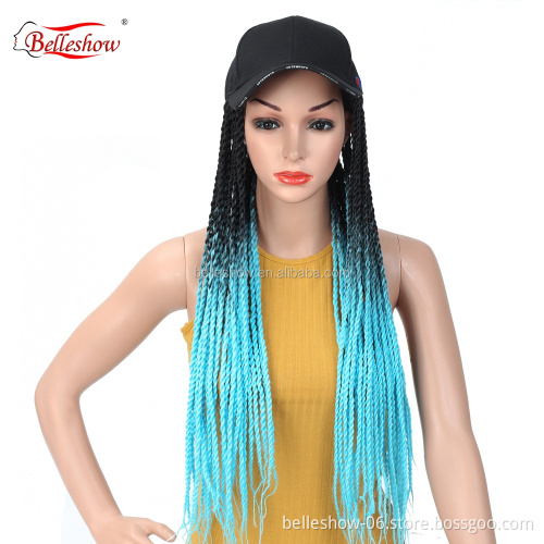 Hot sell 24 inch ombre synthetic braiding hair crochet braid hair ombre senegalese twist hair black basketball hat wig